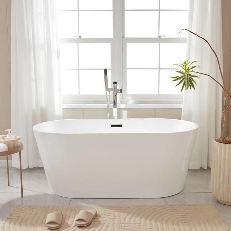 Iris 59" x 30" Freestanding Soaking Acrylic Bathtub
