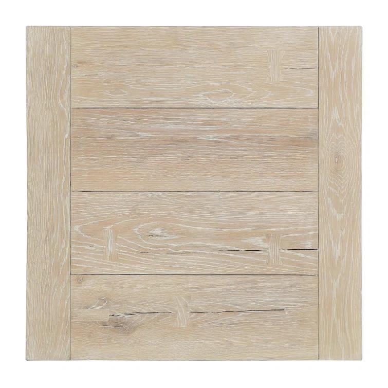 Tan Solid Oak Rectangular End Table with Shelf