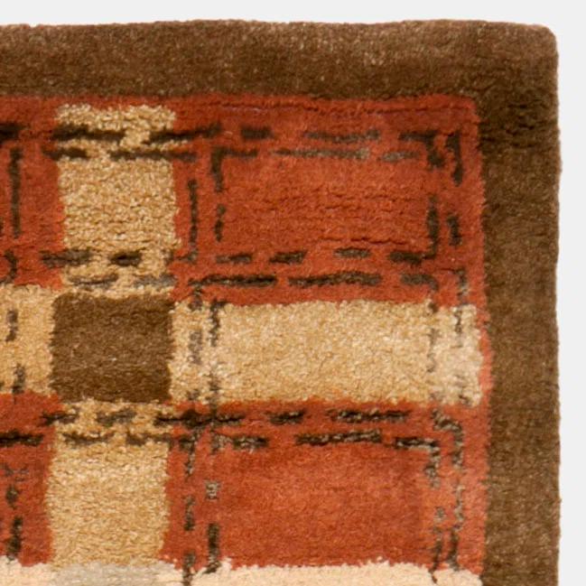 Martha Stewart Hand Tufted Wool/Viscose Plaid Rug in October Leaf Red