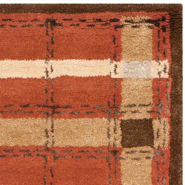 Martha Stewart Hand Tufted Wool/Viscose Plaid Rug in October Leaf Red