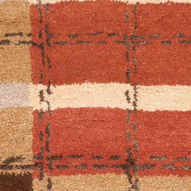 Martha Stewart Hand Tufted Wool/Viscose Plaid Rug in October Leaf Red