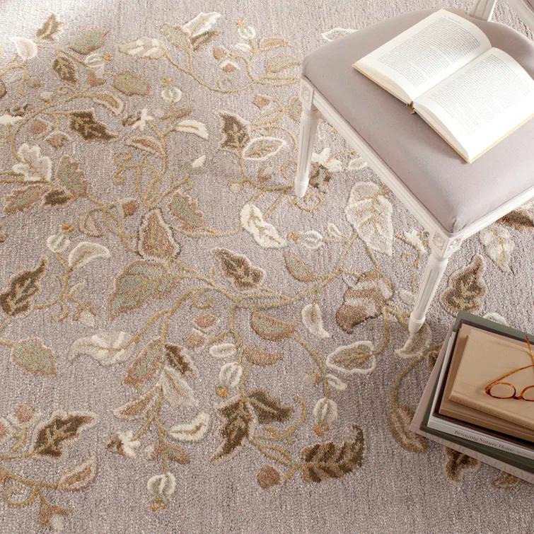 Autumn Martha Stewart Hand Tufted Wool/Viscose Floral Rug in Gray