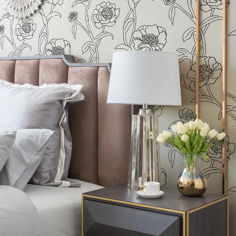 Tempaper & Co. Peonies Removable Peel and Stick Wallpaper, Black and White Floral, 56 sq. ft.: Vinyl Self-Adhesive Botanical Decor