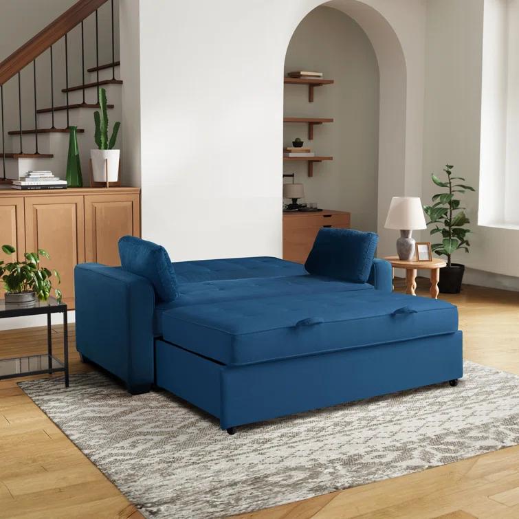 Serta Monroe 72.6" Queen Square Arm Tufted Back Convertible Sleeper Sofa with Cushions