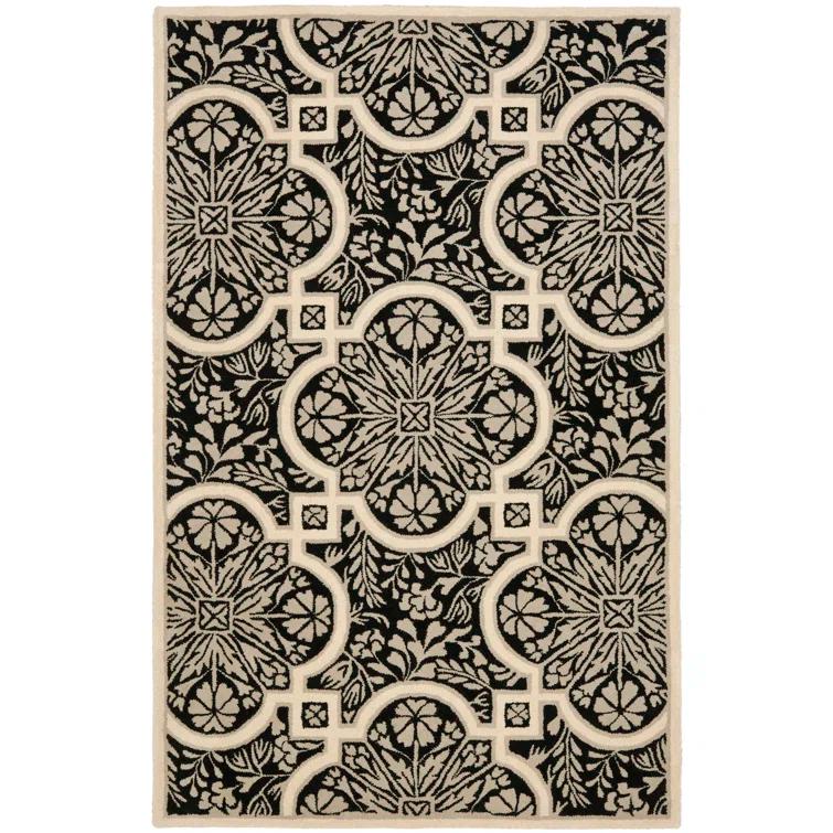 French Martha Stewart Hand Tufted Wool Floral Rug