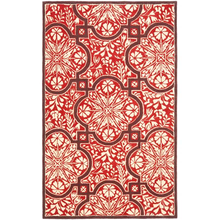 French Martha Stewart Hand Tufted Wool Floral Rug