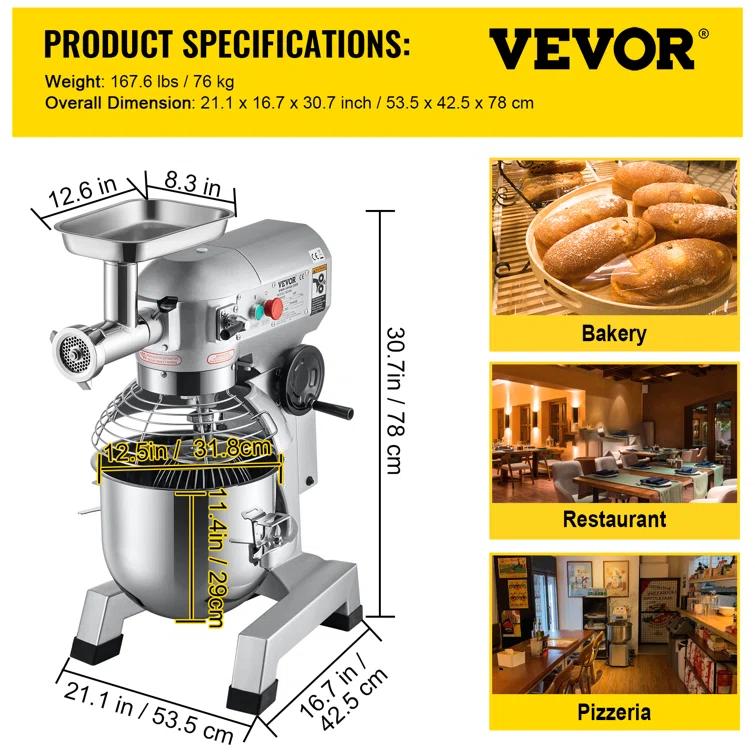 VEVOR 3 Speed 20 Quarts Stand Mixer