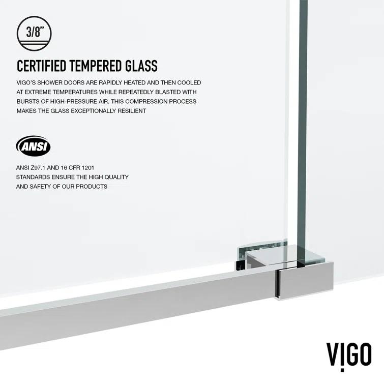 Elan 56-60" W x 76" H Sliding Frameless Shower Door with 3/8" Clear Glass
