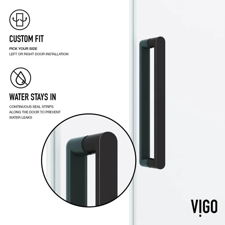 Elan 68-72" W x 76" H Sliding Frameless Shower Door with 3/8" Clear Glass