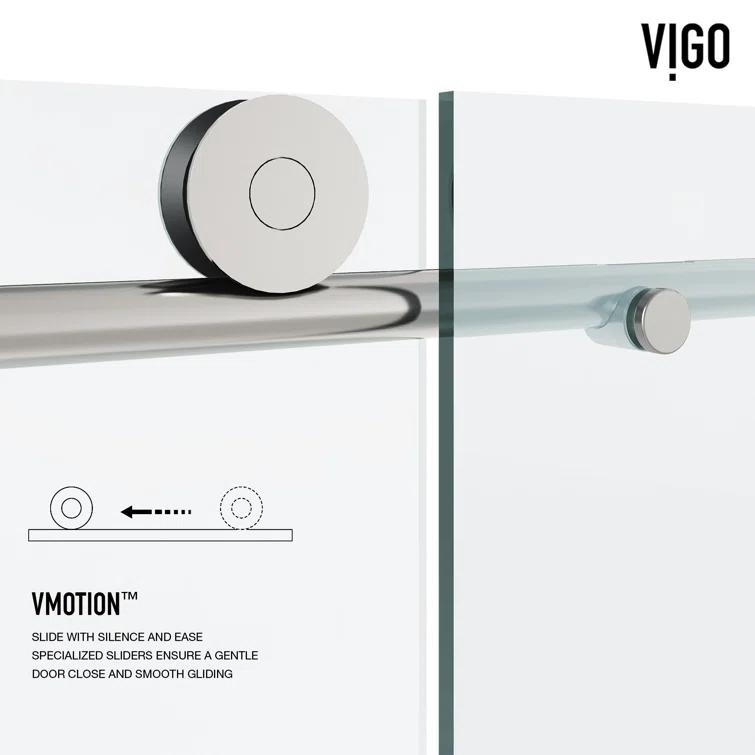 Elan 68-72" W x 76" H Sliding Frameless Shower Door with 3/8" Clear Glass