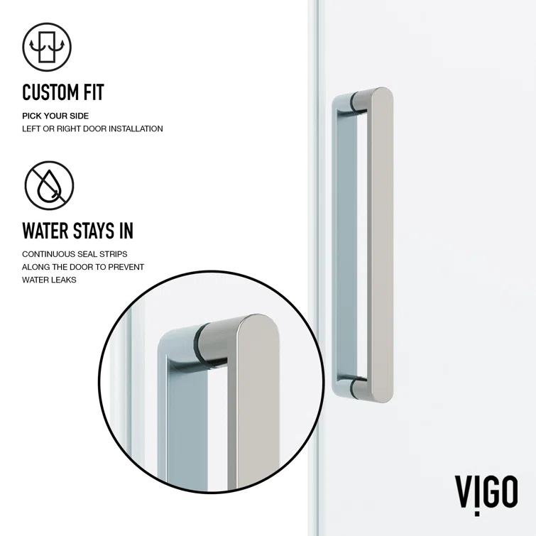 Elan 68-72" W x 76" H Sliding Frameless Shower Door with 3/8" Clear Glass