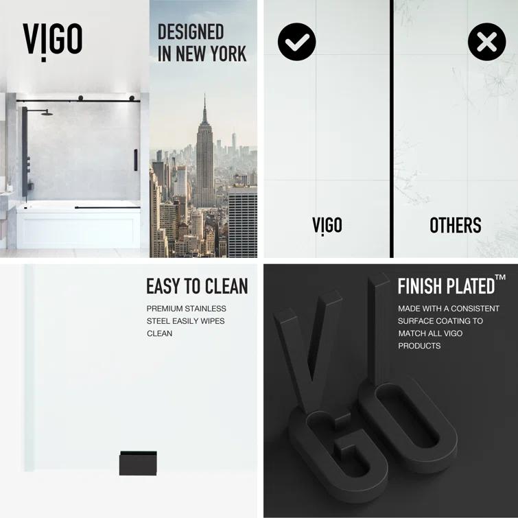 Elan 56-60" W x 66" H Sliding Frameless Tub Door with 3/8" Clear Glass