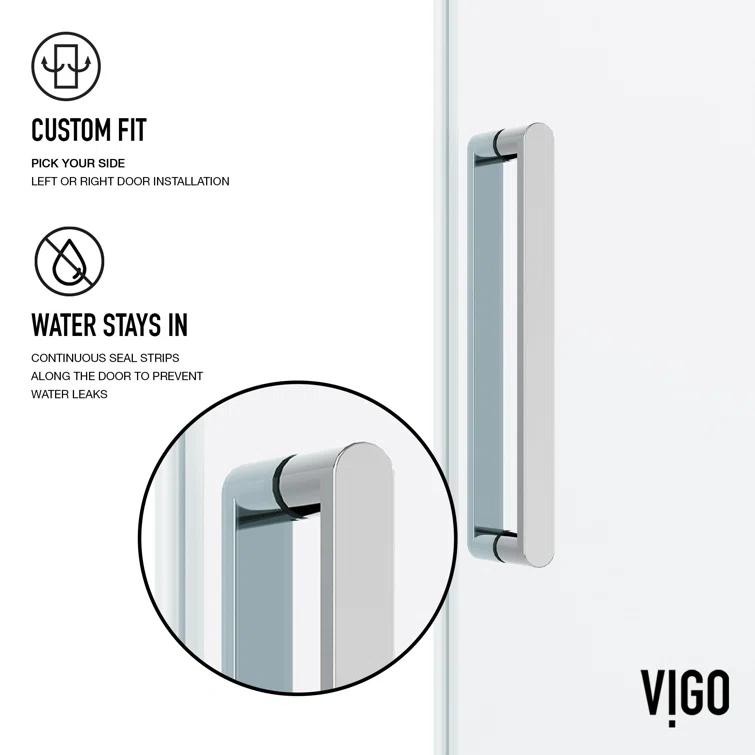 Elan 56-60" W x 76" H Sliding Frameless Shower Door with 3/8" Clear Glass