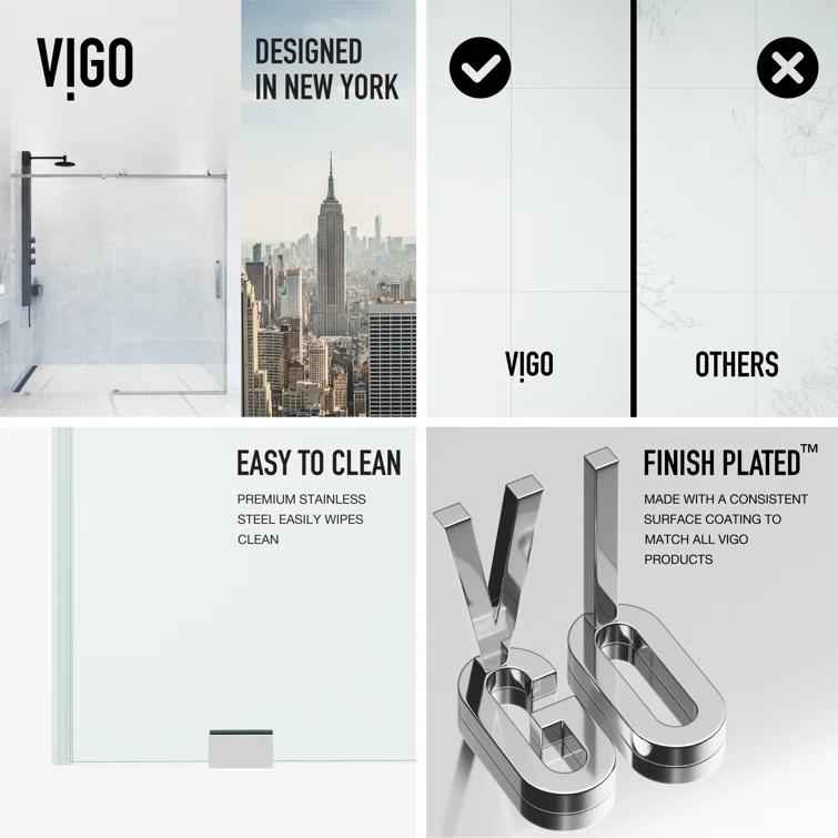 Elan 56-60" W x 76" H Sliding Frameless Shower Door with 3/8" Clear Glass