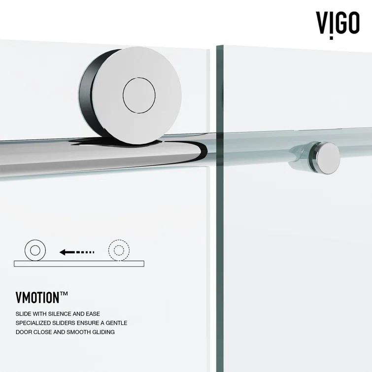 Elan 56-60" W x 76" H Sliding Frameless Shower Door with 3/8" Clear Glass