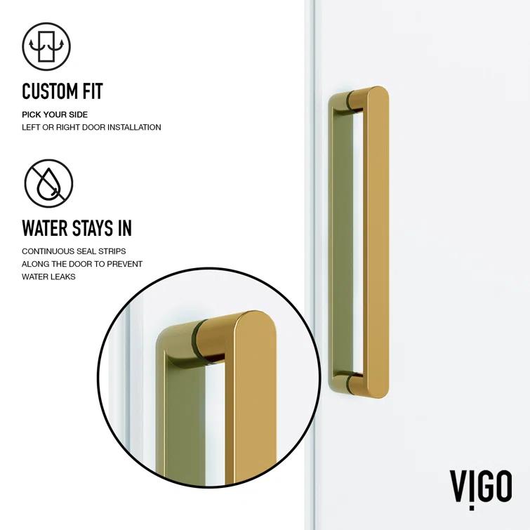 Elan 56-60" W x 76" H Sliding Frameless Shower Door with 3/8" Clear Glass