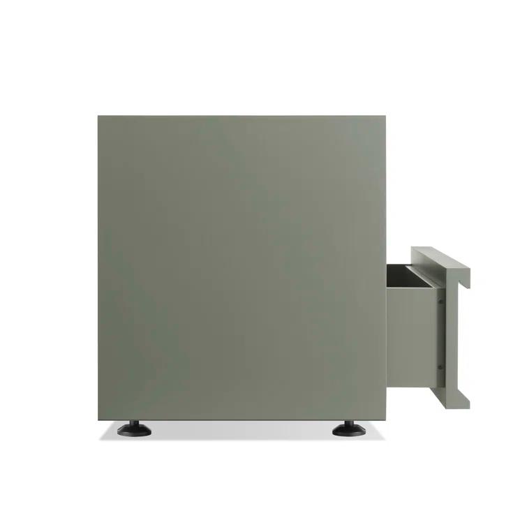 Blu Dot Superchoice Matte Gray Green Nightstand with Beveled Pulls
