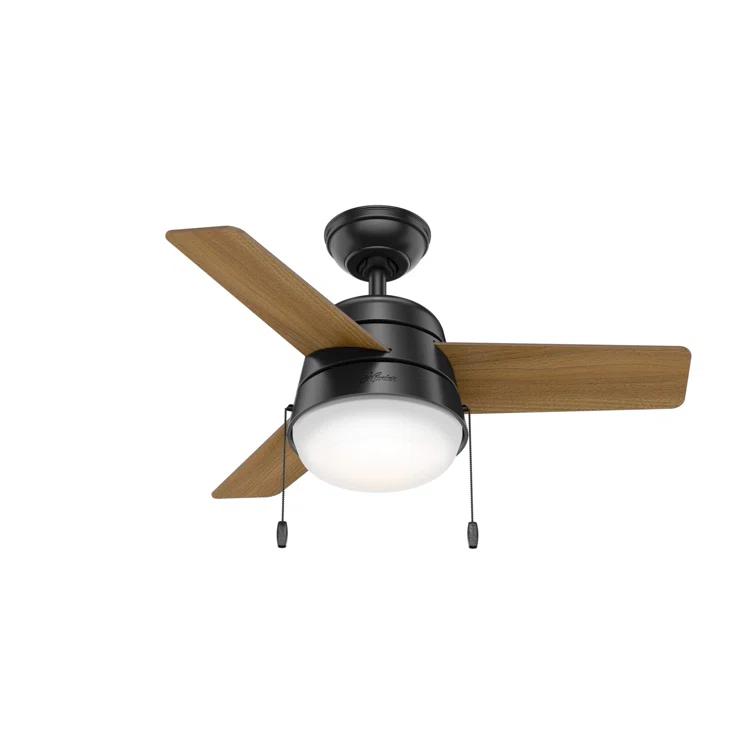 Aker 36" 3 - Blade Standard Ceiling Fan with Lights and Pull Chains