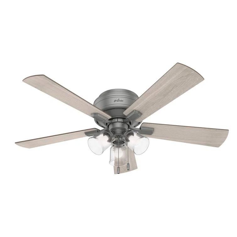 Hunter Fan 52" Crestfield 5 - Blade Flush Mount Ceiling Fan with Lights and Pull Chains