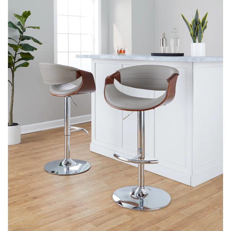 Swivel Upholstered Adjustable Height Counter Stool with Metal Frame