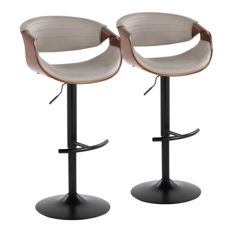 Swivel Upholstered Adjustable Height Counter Stool with Metal Frame