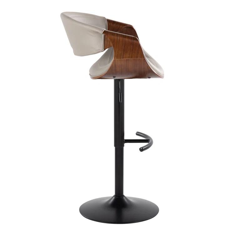 Swivel Upholstered Adjustable Height Counter Stool with Metal Frame