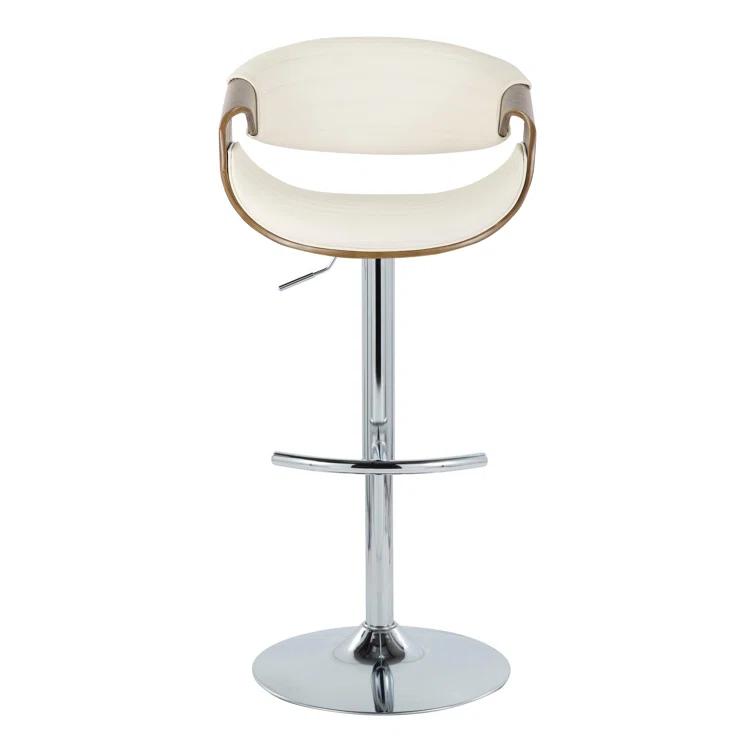 Swivel Upholstered Adjustable Height Counter Stool with Metal Frame