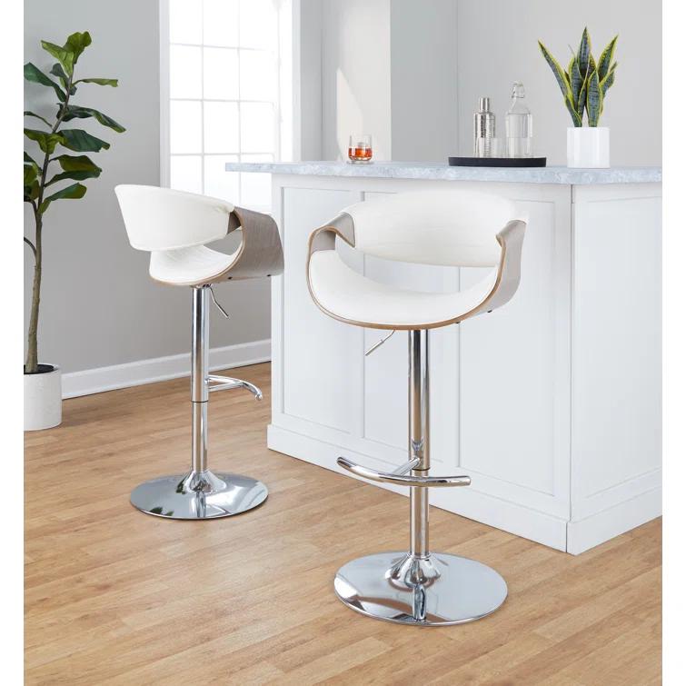 Swivel Upholstered Adjustable Height Counter Stool with Metal Frame