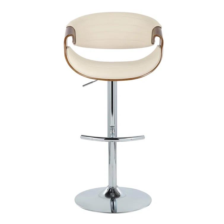 Swivel Upholstered Adjustable Height Counter Stool with Metal Frame