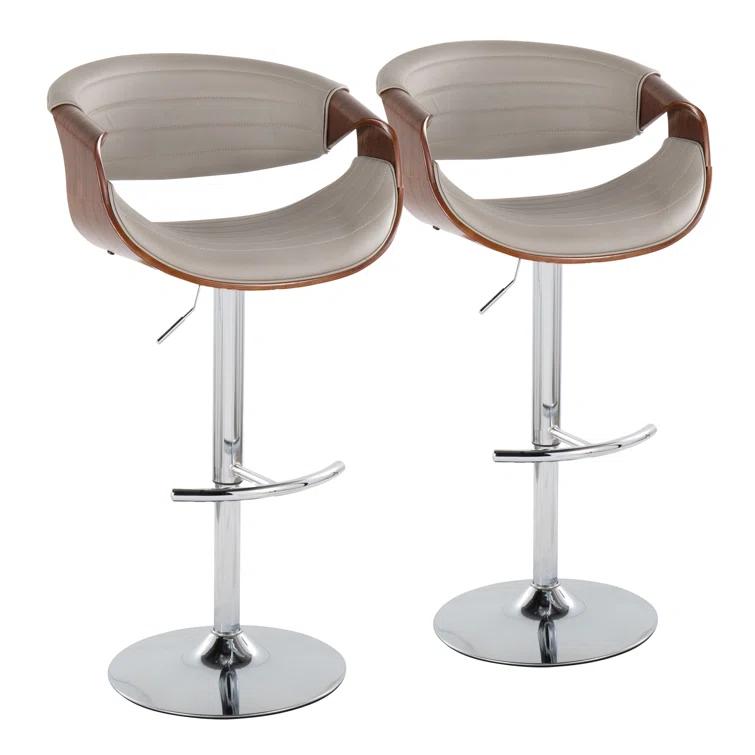 Swivel Upholstered Adjustable Height Counter Stool with Metal Frame