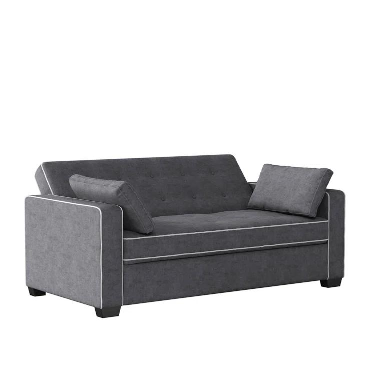 Serta Monroe 72.6" Queen Square Arm Tufted Back Convertible Sleeper Sofa with Cushions