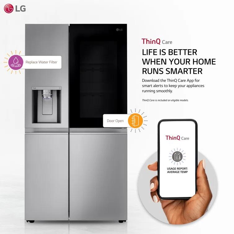 LG 27 cu. ft. Side by Side Smart Refrigerator w/ InstaView and Craft Ice
