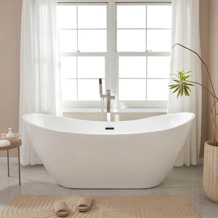 Ophelia 71" x 32'' Freestanding Soaking Acrylic Bathtub