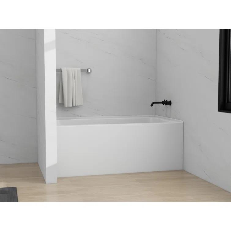Alcove Soaking Skirt Bathtub with Overflow and Drain