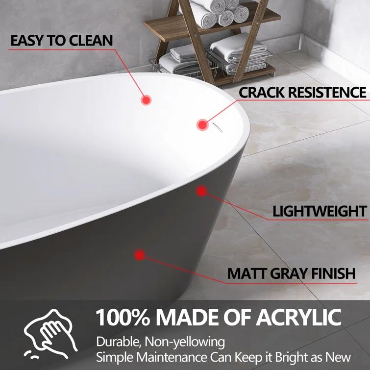 Bathtubs 67'' x 29.5'' Freestanding Soaking Acrylic Bathtub