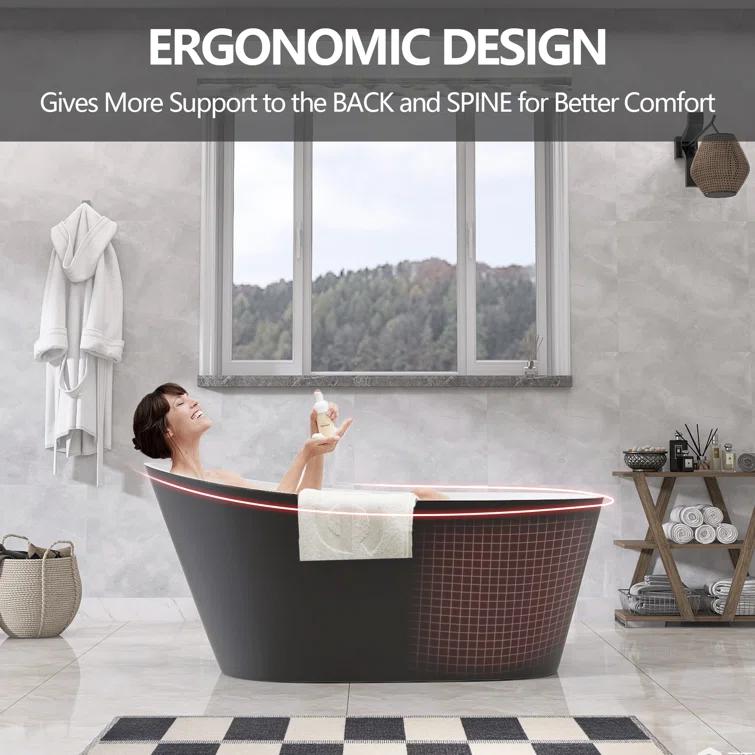 Bathtubs 67'' x 29.5'' Freestanding Soaking Acrylic Bathtub
