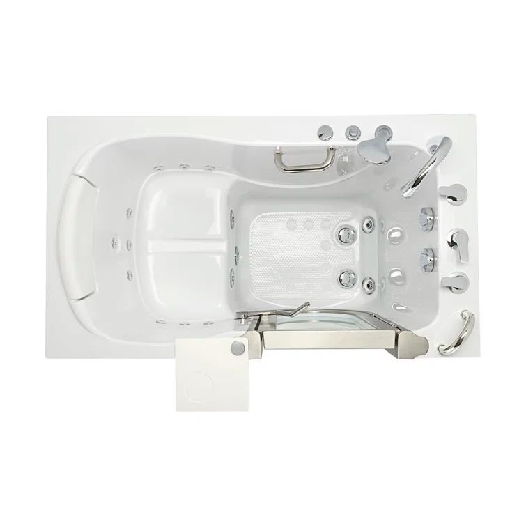 Royal 32"x52" Acrylic Hydro Massage Walk-In Bathtub, Heated Seat, Fast Fill Faucet, 2" Dual Drain