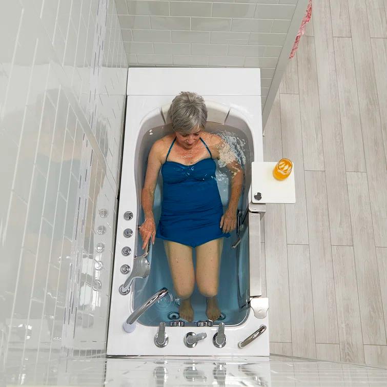 Royal 32"x52" Acrylic Air and Hydro Massage Walk-In Bathtub, 5 Piece Fast Fill Faucet, 2" Dual Drain