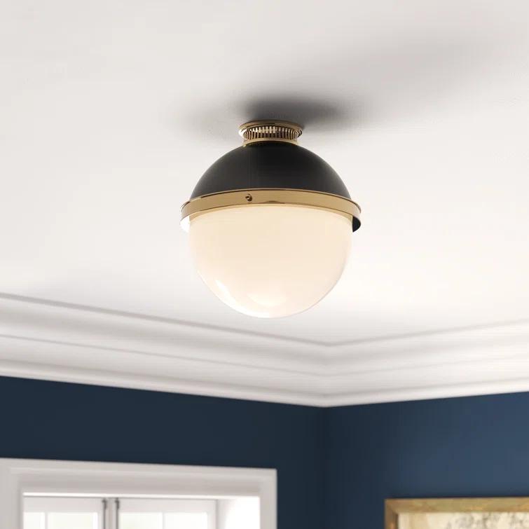 Manila Single Light Glass Semi Flush Mount