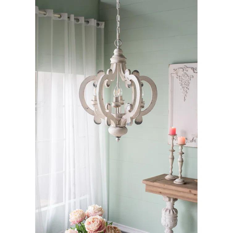 Cheree 6 - Light Wood Dimmable Geometric Chandelier