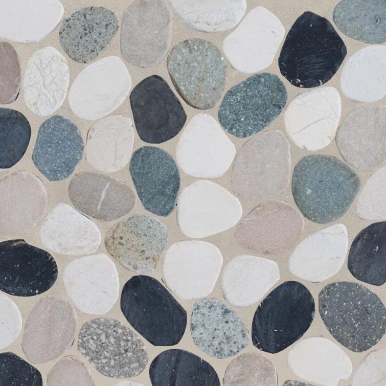 b.o.i Hawaii 12" x 12" Natural Stone Pebbles Mosaic Wall & Floor Tile