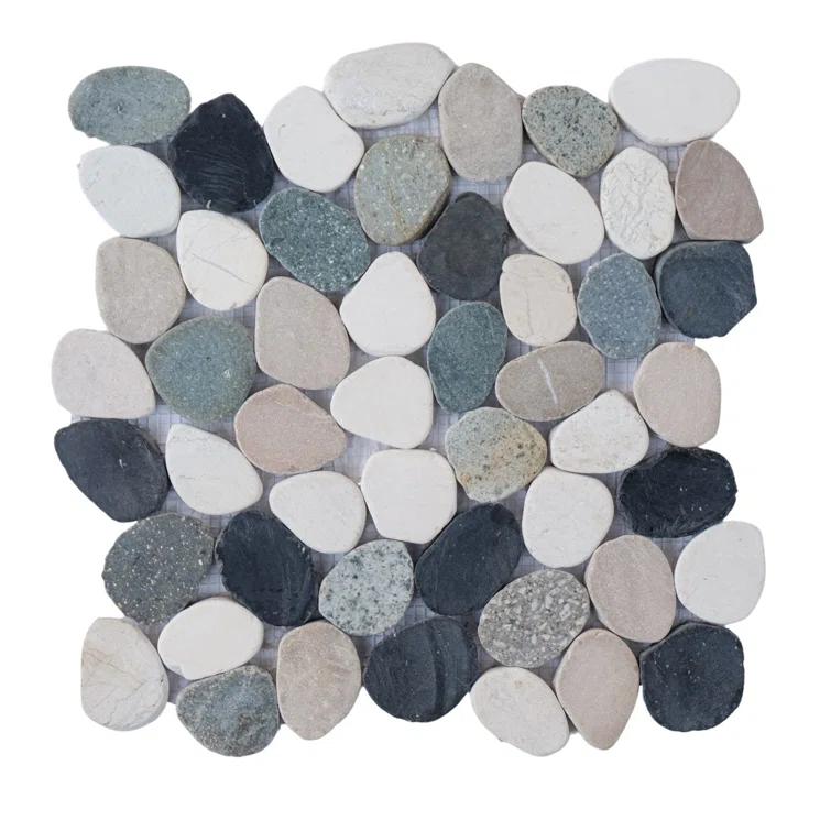 b.o.i Hawaii 12" x 12" Natural Stone Pebbles Mosaic Wall & Floor Tile