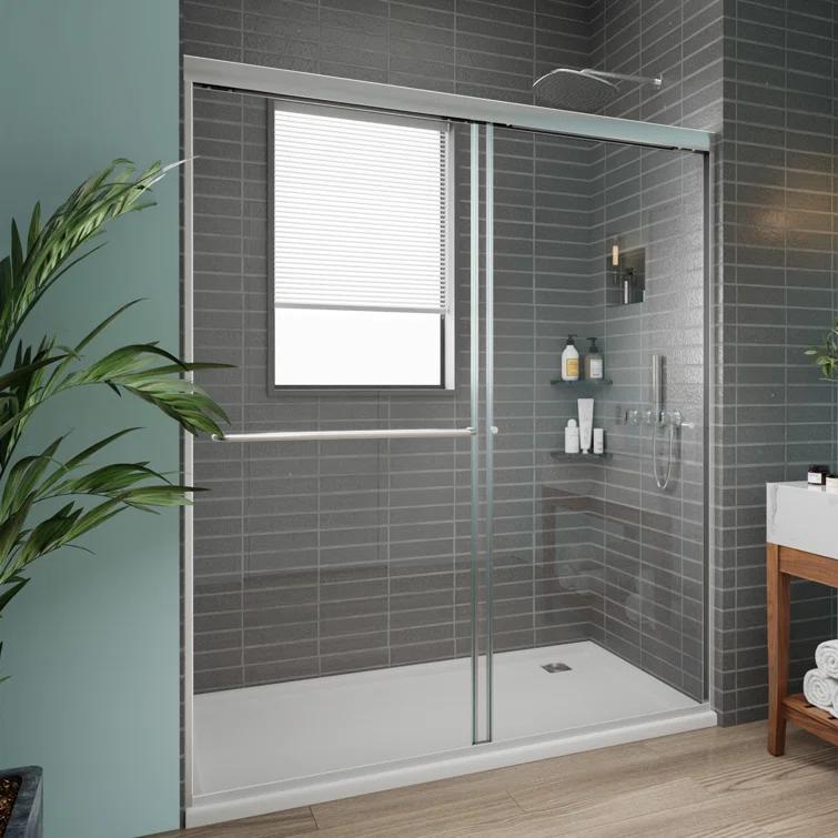 56" -60" W x 70" H Double Sliding Frameless Shower Door with Clear Glass