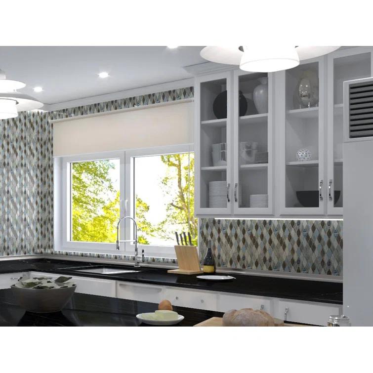 Annabelle Glass and Stone Arabesque Mosaic Kitchen Backsplash, Bathroom, Shower, Pool, Wall and Floor Tile