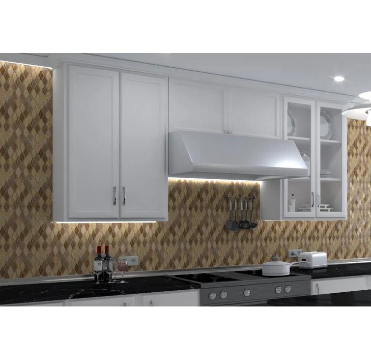 Annabelle Glass and Stone Arabesque Mosaic Kitchen Backsplash, Bathroom, Shower, Pool, Wall and Floor Tile