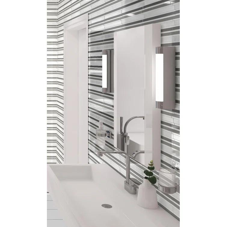 Klein- Bache Aluminum & Glass Random Brick Mosaic Kitchen Backsplash, Bathroom, Shower, Wall and Floor Tile