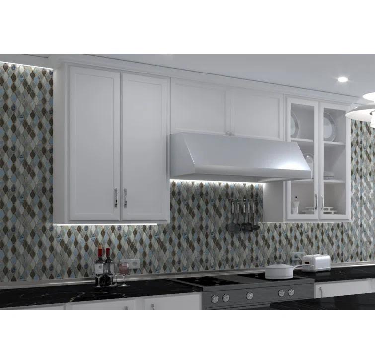 Annabelle Glass and Stone Arabesque Mosaic Kitchen Backsplash, Bathroom, Shower, Pool, Wall and Floor Tile