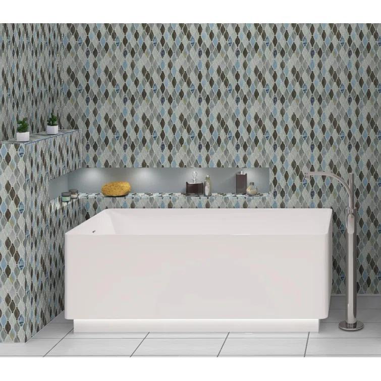 Annabelle Glass and Stone Arabesque Mosaic Kitchen Backsplash, Bathroom, Shower, Pool, Wall and Floor Tile