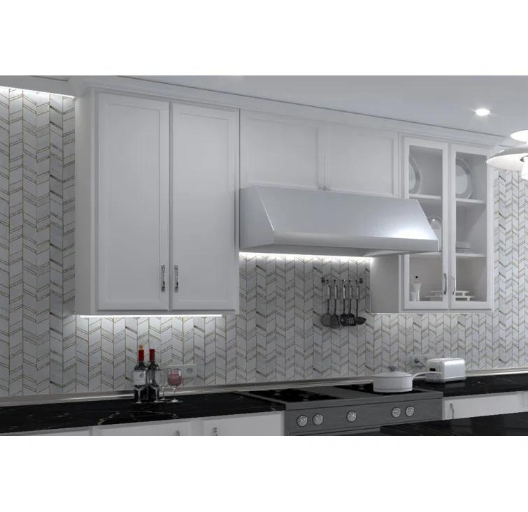 Casia Polished Marble/Porcelain/ Mirrored Glass Chevron Mosaic Kitchen and Bathroom Wall Tile