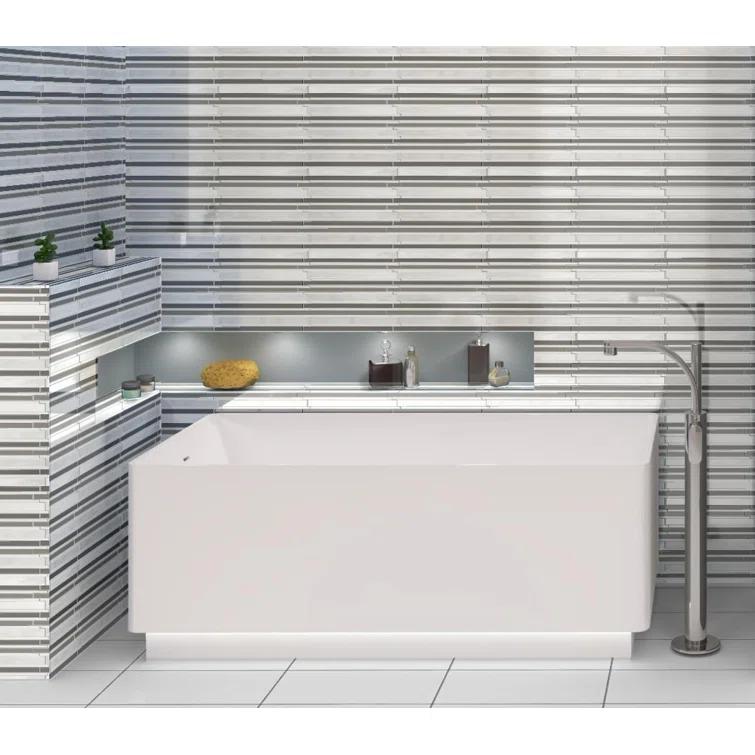 Klein- Bache Aluminum & Glass Random Brick Mosaic Kitchen Backsplash, Bathroom, Shower, Wall and Floor Tile